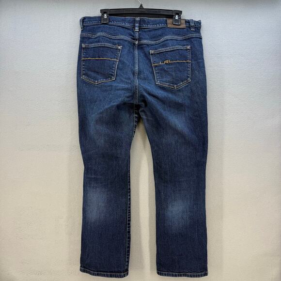 Lauren Jeans Co Women's Jeans 14P Dark Blue Logo Pocket Classic Straight - Picture 2 of 13